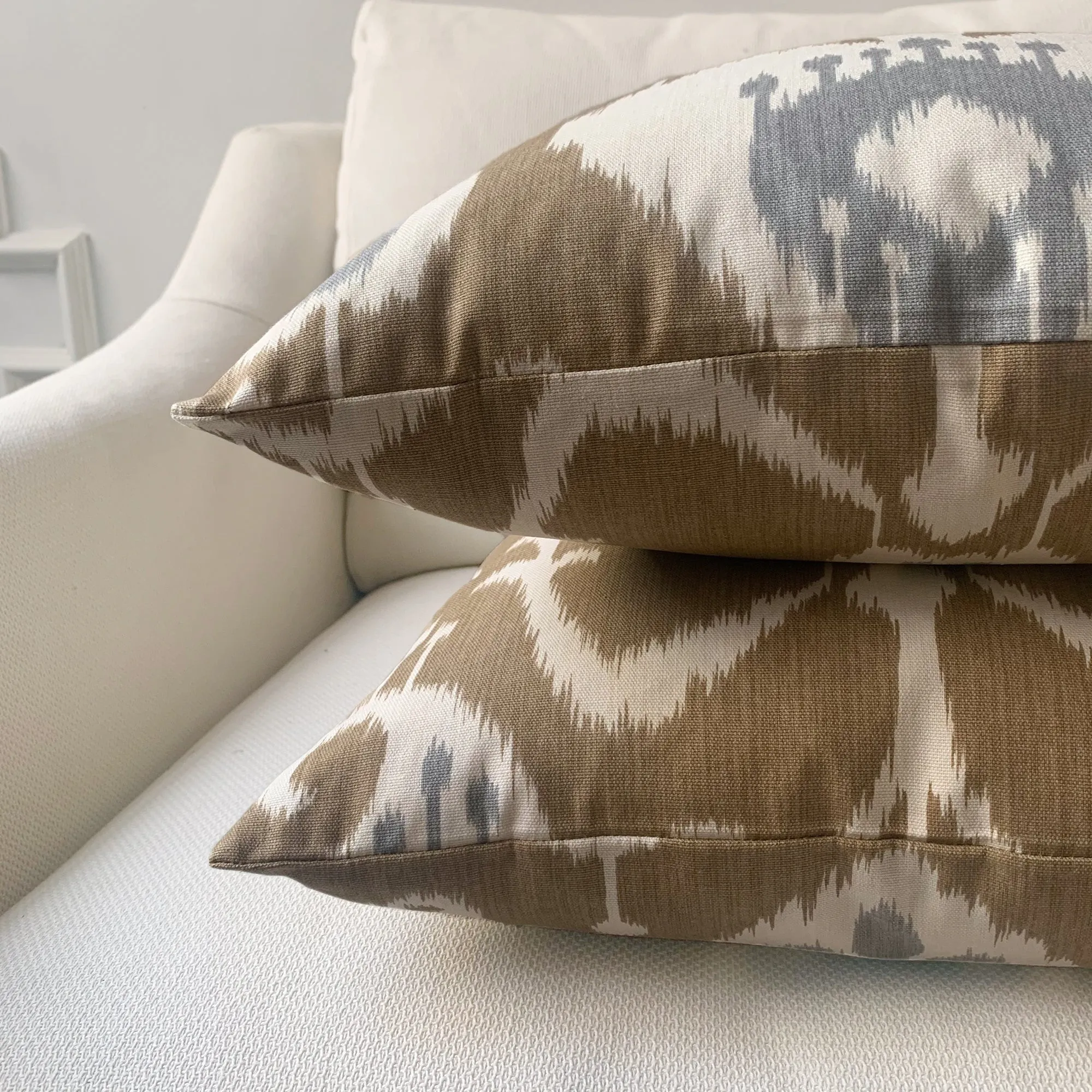 Brown Ikat Linen Throw Pillow Cover 18x18