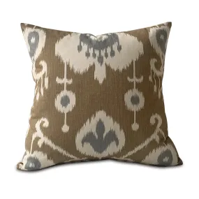 Brown Ikat Linen Throw Pillow Cover 18x18