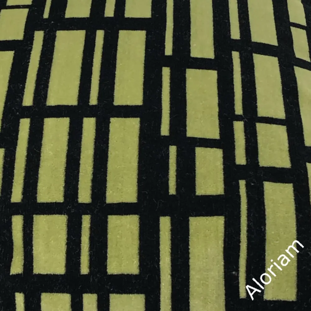 Brunschwig & Fils Black Chartreuse Gridlock Velvet Pillow Cover (Fabric available by the Yard)