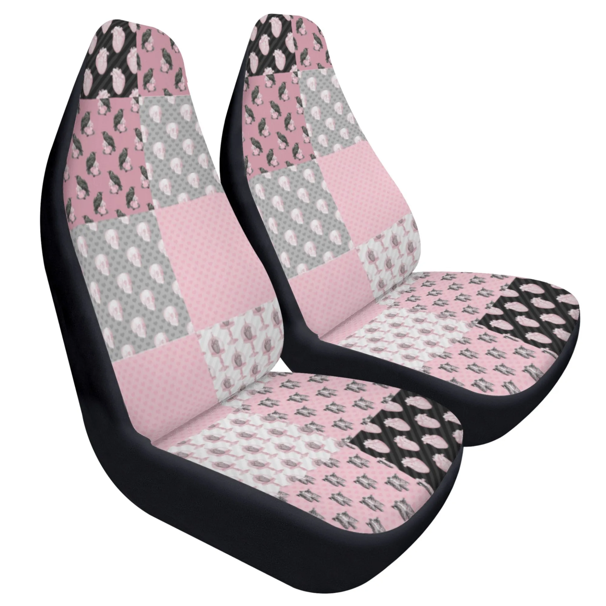 Car Accessories | Car Seat Covers for Front | Set of 2 | Sweat Protector | Vehicle Interiors– Pastel Goth Checkered