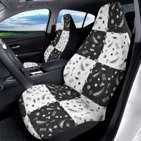 Car Accessories | Car Seat Covers for Front | Set of 2 | Sweat Protector | Vehicle Interiors–Monochrome Checkered