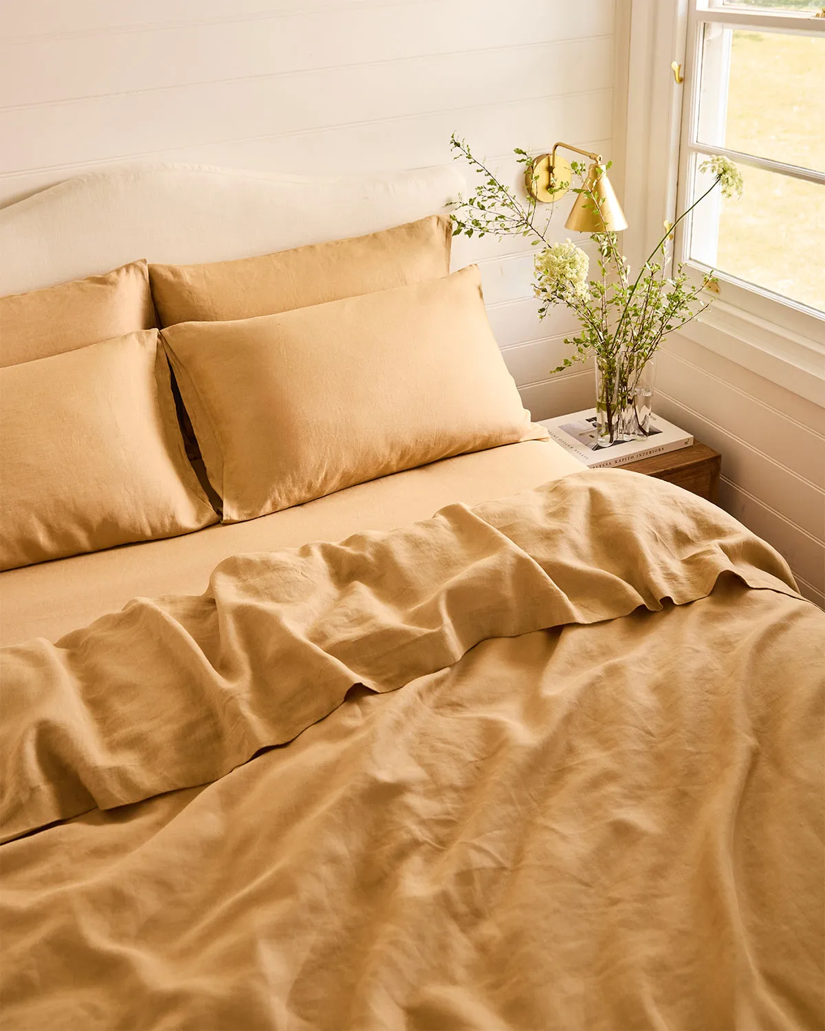 Caramel 100% French Flax Linen Fitted Sheet Set