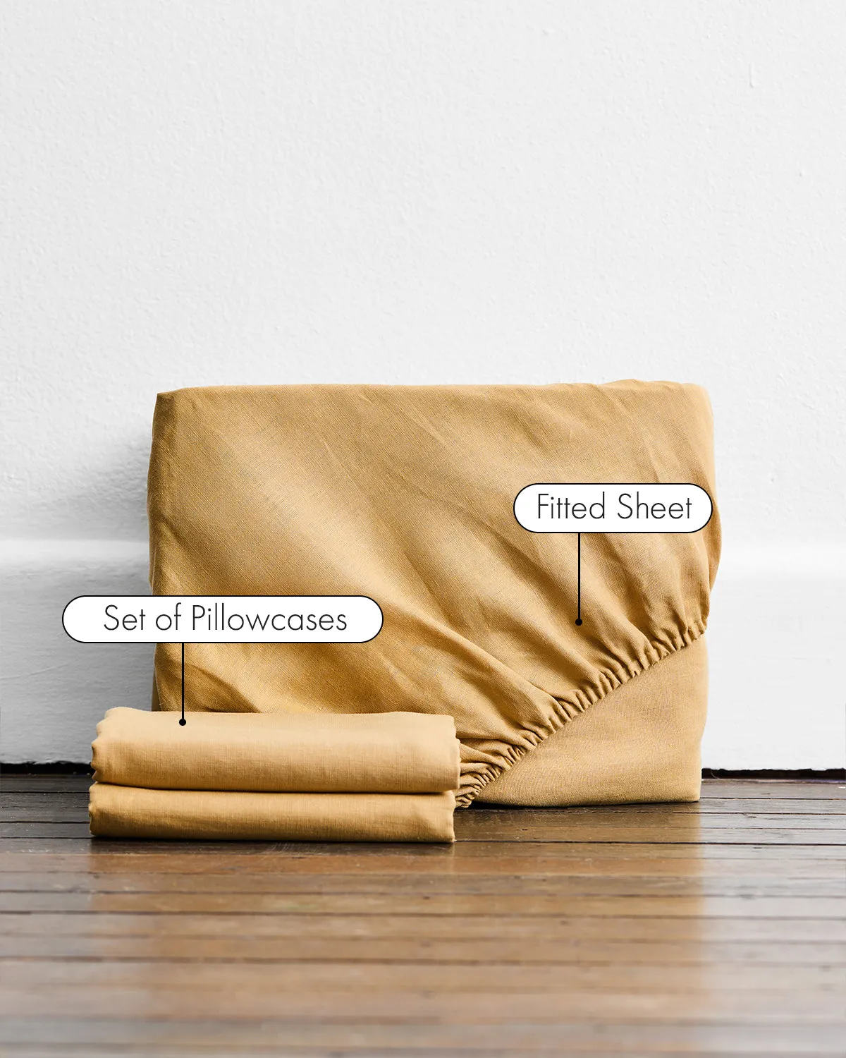 Caramel 100% French Flax Linen Fitted Sheet Set