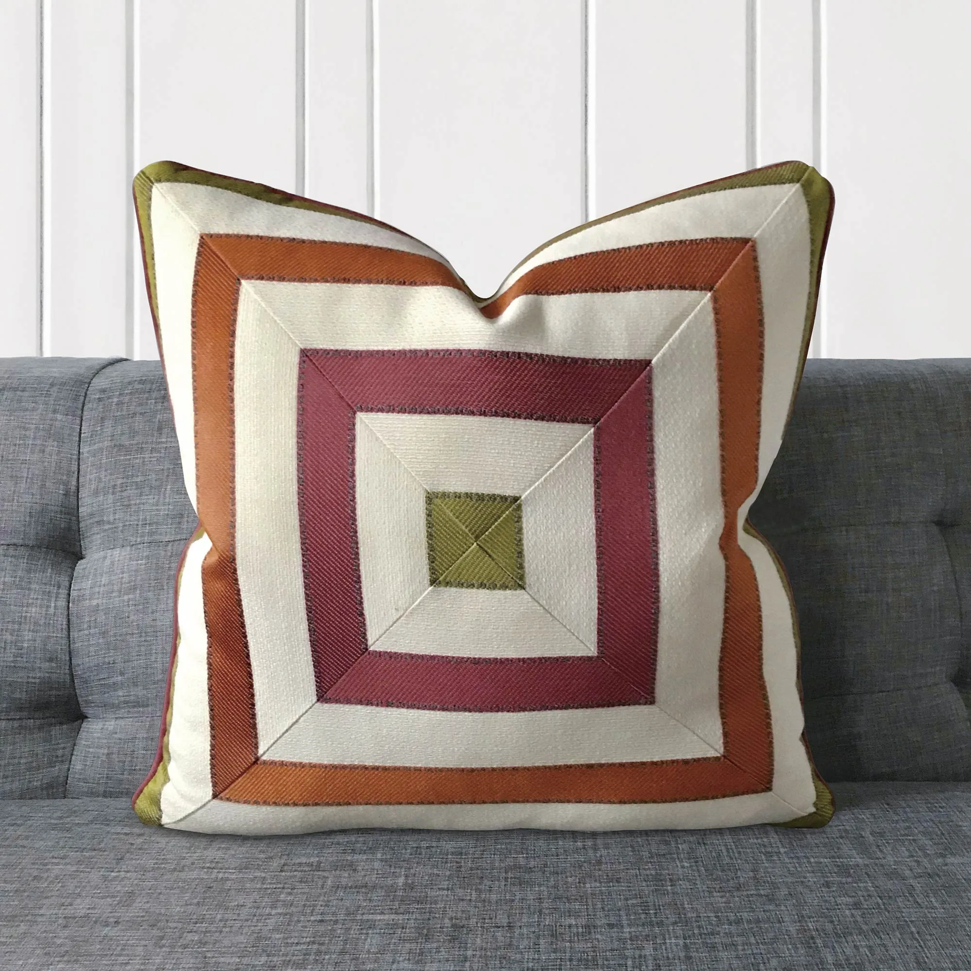 Caroline Mitered Square Throw Pillow Cover 22x22