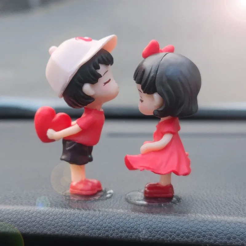 Cartoon Couples Car Decoration Model Cute Figure Figurines Balloon Ornament Auto Interior Dashboard Accessories For Girls Gifts