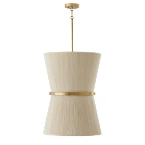 Cecilia 6-Light Foyer Pendant in Bleached Natural Rope and Patinaed Brass