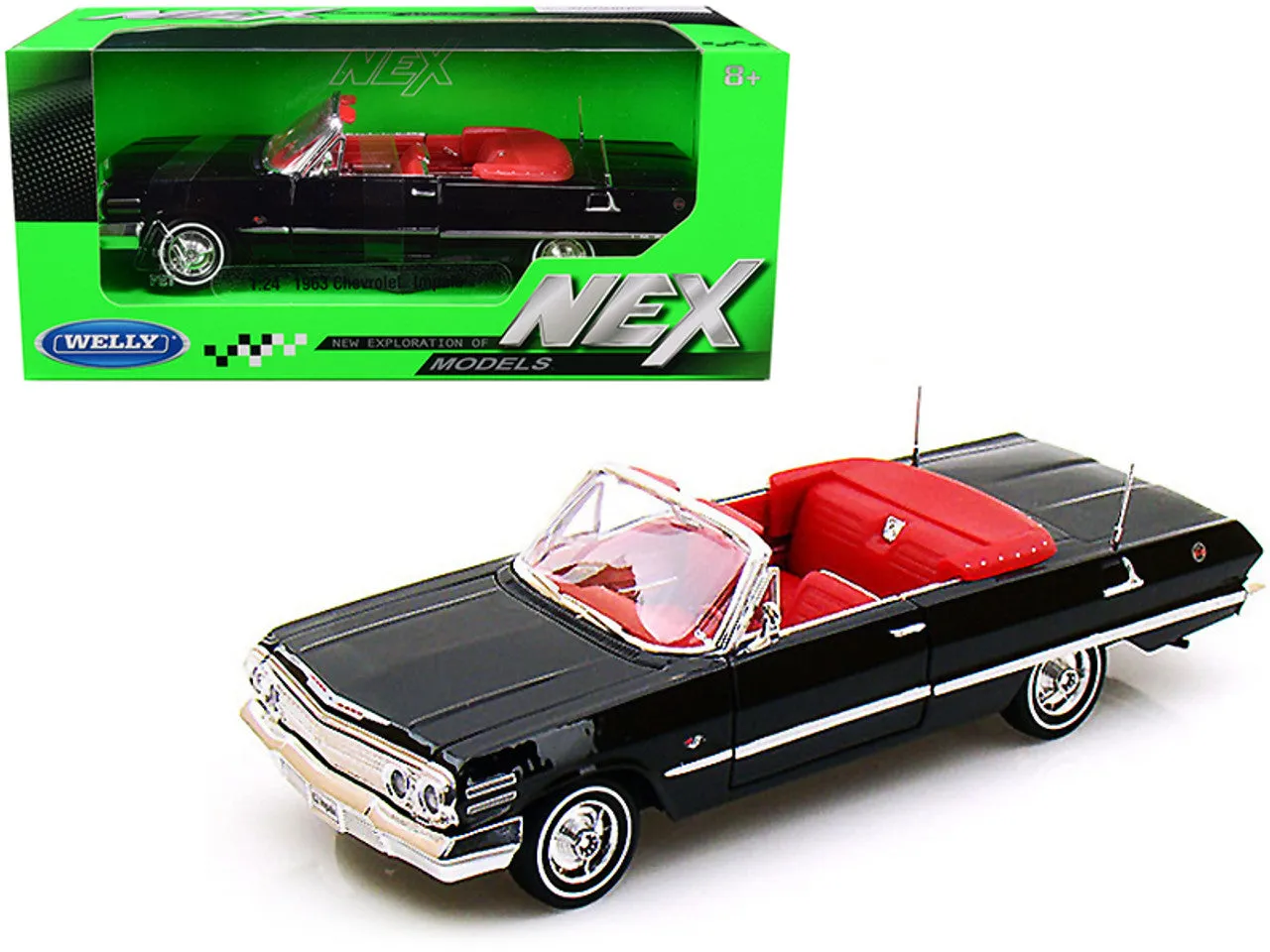 Chevrolet Impala 1963 Convertible (Black) 1:24 Scale Diecast Car