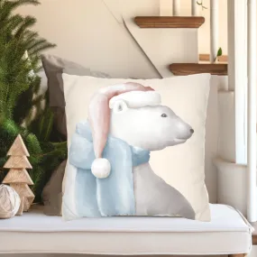 Christmas Polar Bear Pillow Cover, Watercolor Polar Bears Pillow Covers, Christmas Decor, Home Decor, Christmas Decorations