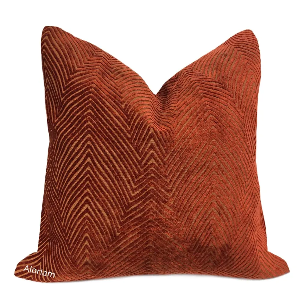 Chrysler Art Deco Rust Textured Pillow Cover