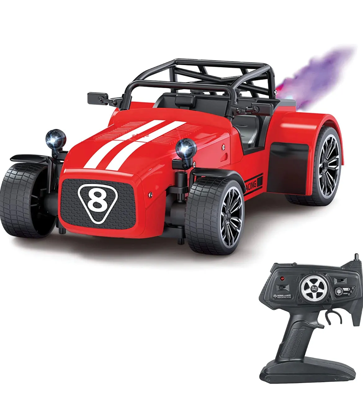 Classic Remote Control Car Rechargeable - Die Cast Body Car Toys for Kids with Mist Spray Racing Car, 1:12 Scale 2.4 GHz Remote Car