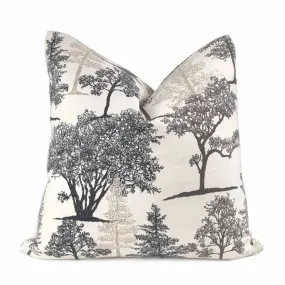 (CLEARANCE) Black & White Tree Silhouette Toile Pillow Cover