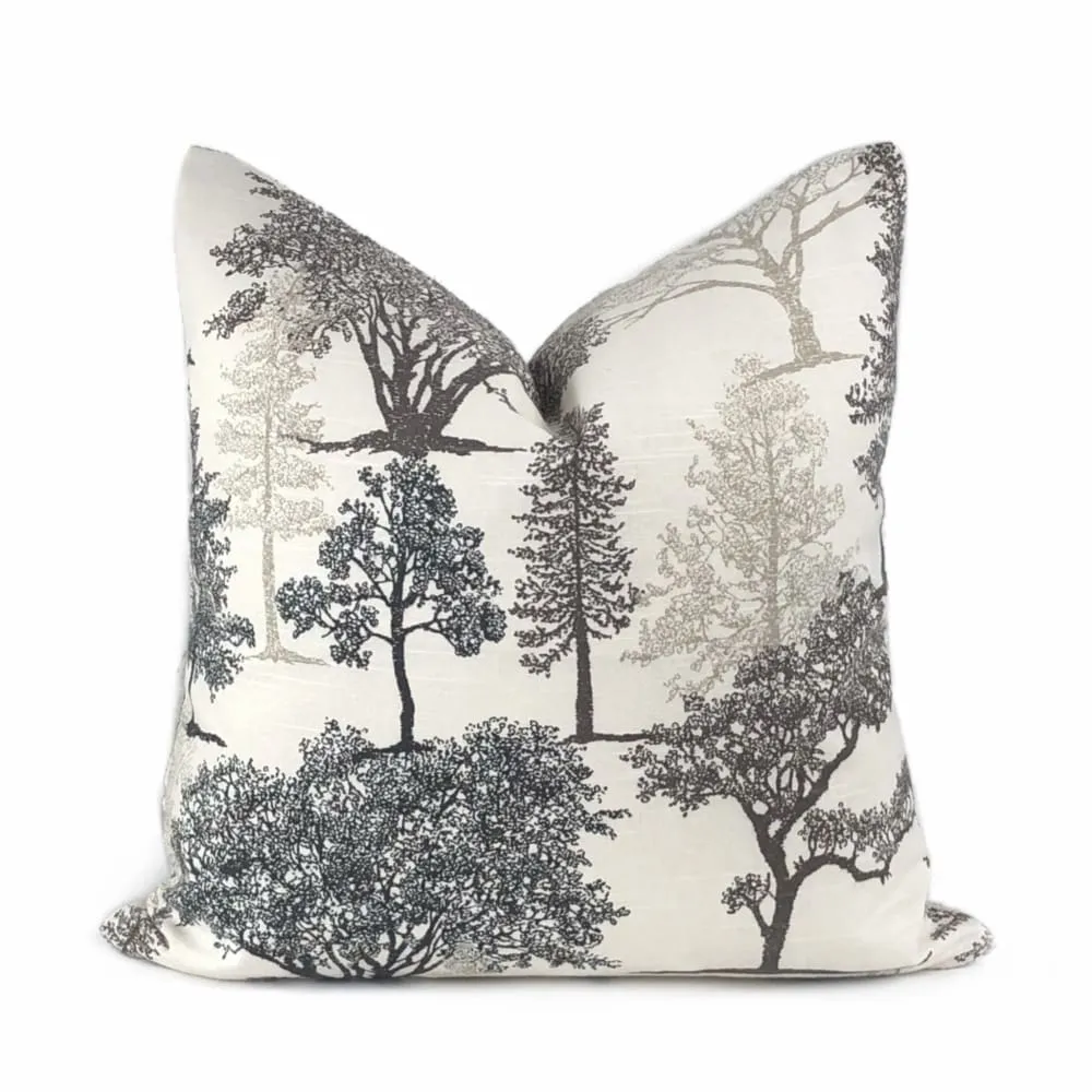 (CLEARANCE) Black & White Tree Silhouette Toile Pillow Cover