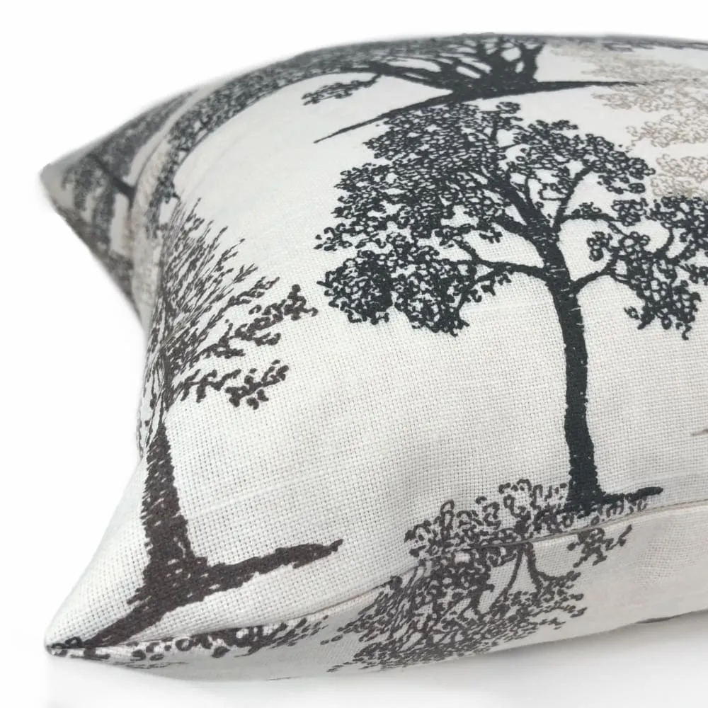 (CLEARANCE) Black & White Tree Silhouette Toile Pillow Cover