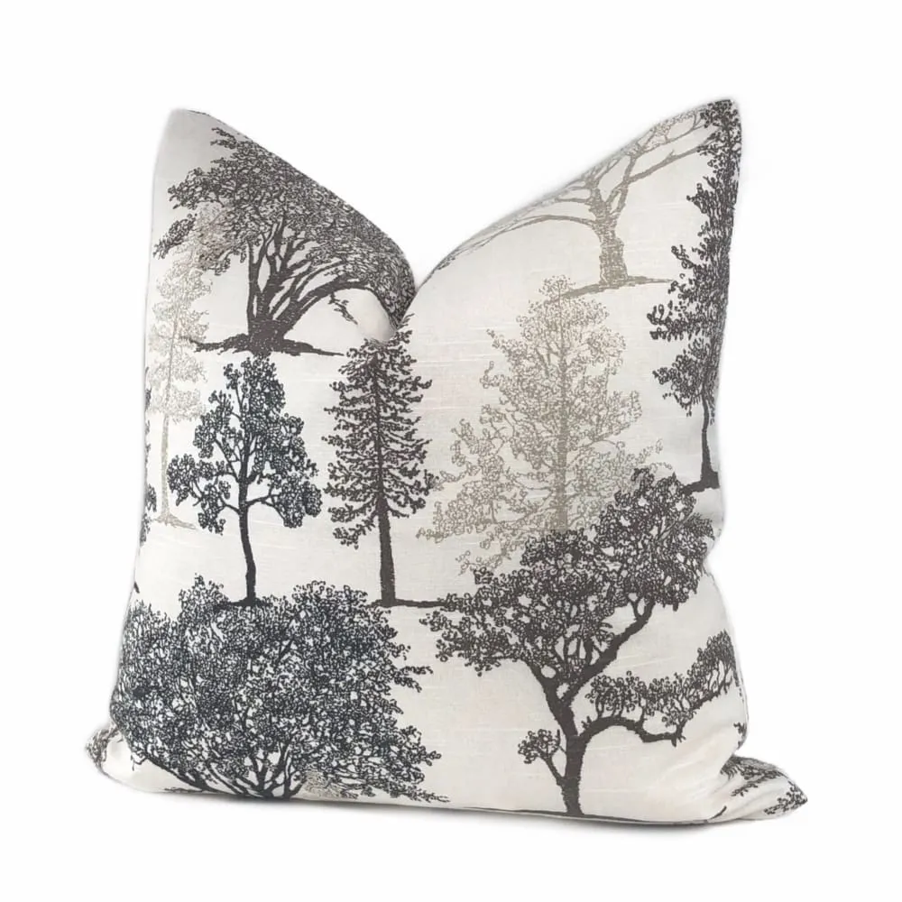 (CLEARANCE) Black & White Tree Silhouette Toile Pillow Cover