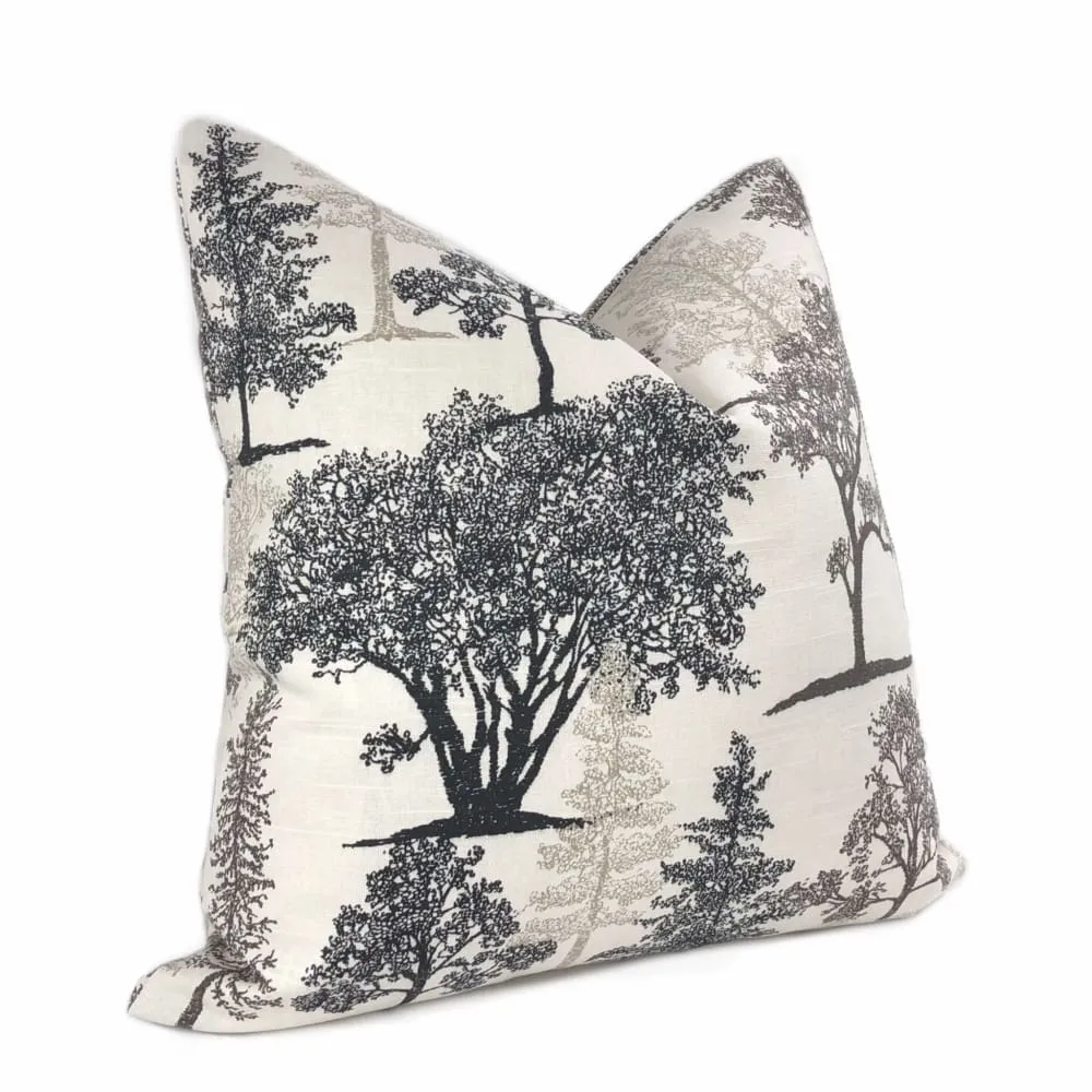 (CLEARANCE) Black & White Tree Silhouette Toile Pillow Cover