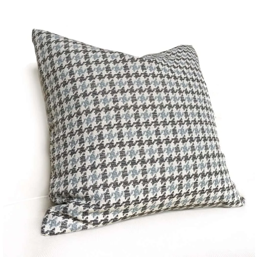 (CLEARANCE) Gray Blue Beige Houndstooth Geometric Pillow Cover