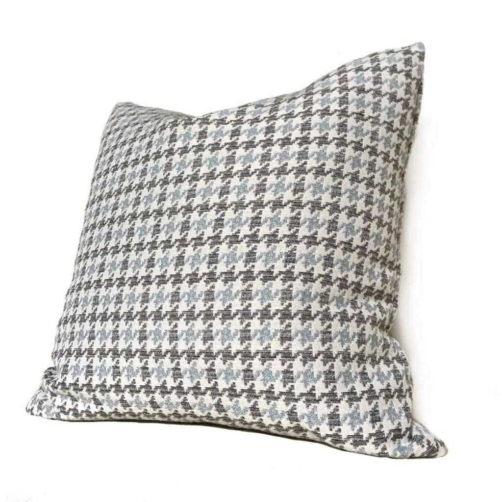 (CLEARANCE) Gray Blue Beige Houndstooth Geometric Pillow Cover