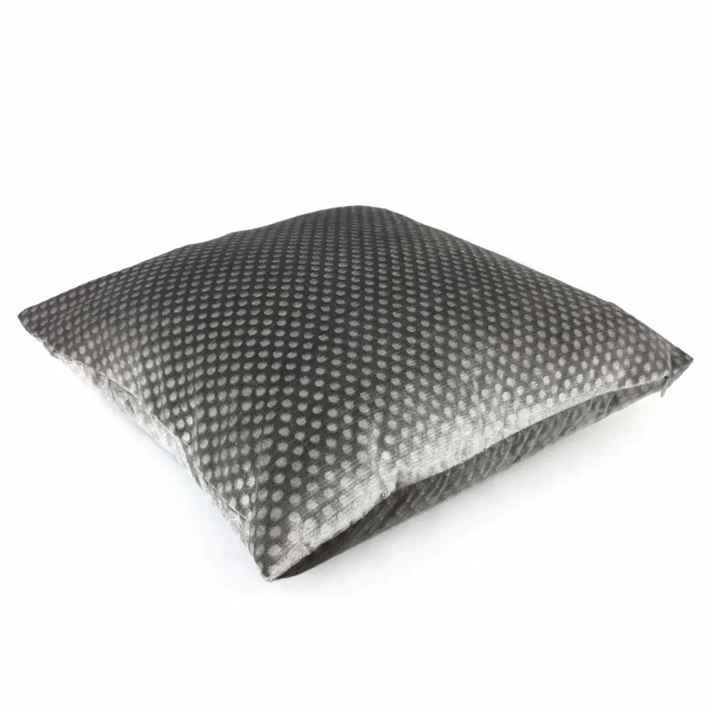 (CLEARANCE) Light Gray Dimple Dots Velvet Pillow Cover