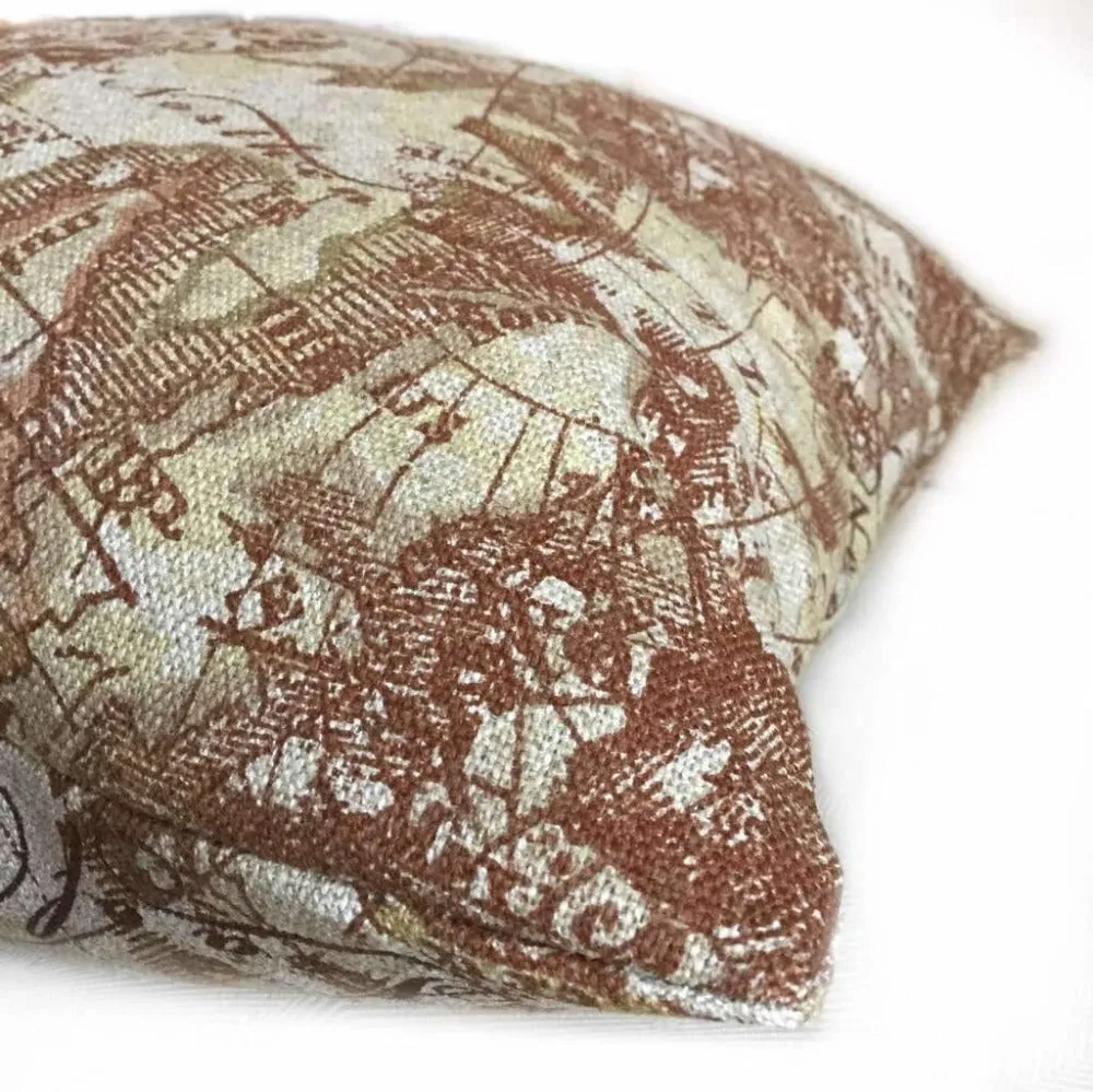 (CLEARANCE) Magellan Antique Old World Map Print Brown Beige Linen Pillow Cover