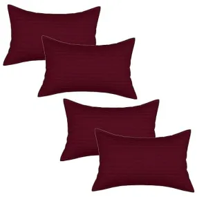 Comfowell Microfibr Feeling Satin Stripe Fabric bed Pillow for Sleeping Set of 4 maroon(20x30)