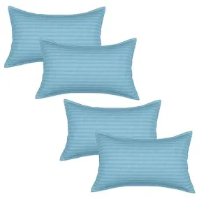 Comfowell Microfibr Feeling Satin Stripe Fabric bed Pillow for Sleeping Set of 4 skyblue(16x24)