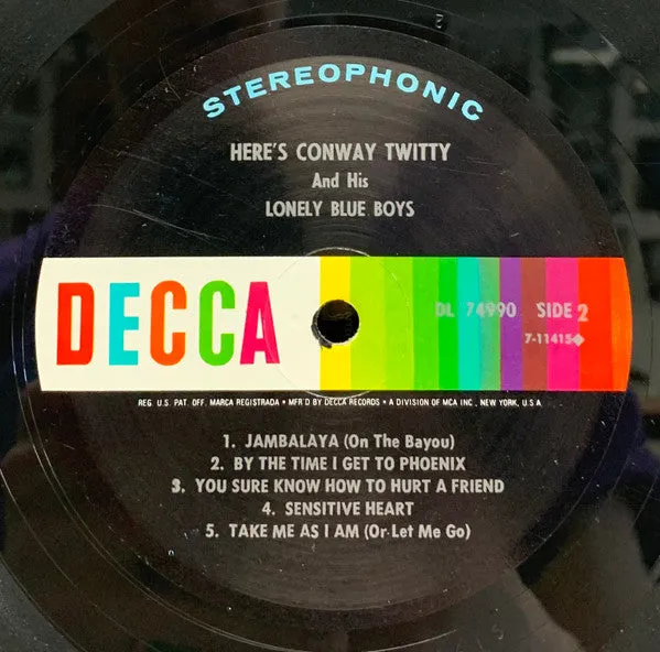 Conway Twitty - Here's Conway Twitty (LP, Album, Pin) (VG)