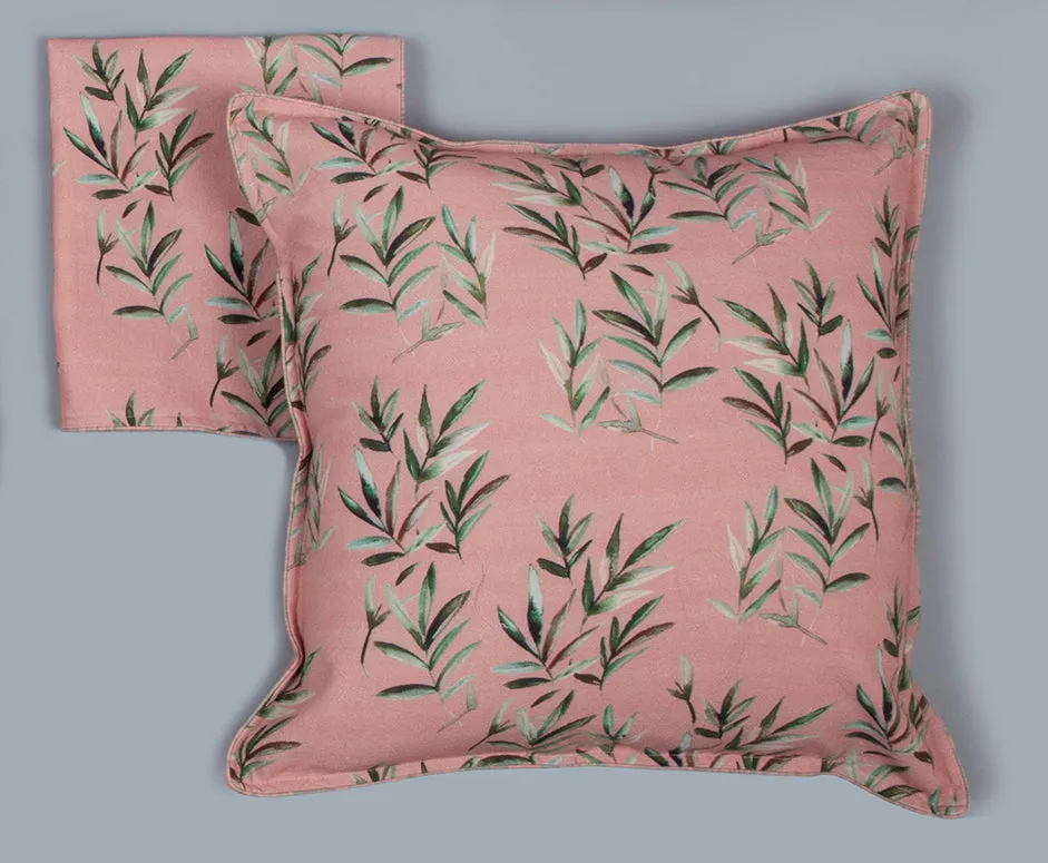 Coral Peach Leaves Printed 7 PC Set