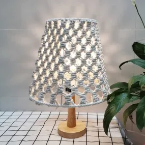 Countryside Rope Nightstand Lamp with Handmade Cone Shade