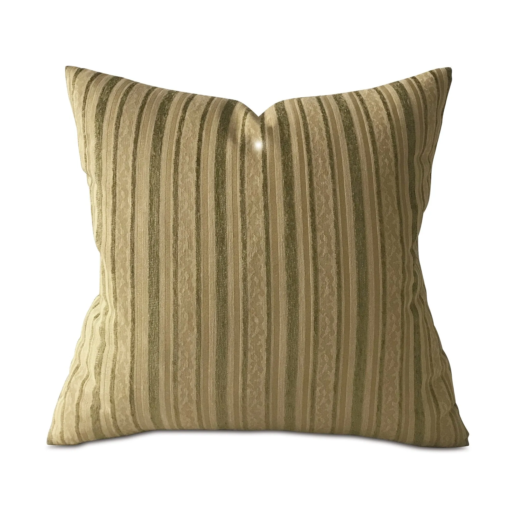 Cream and Sage Woven Striped Decorative Pillow Cover