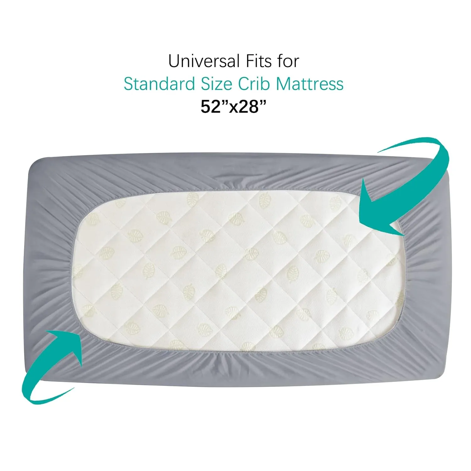 Crib Mattress Protector/ Pad Cover - 2 Pack, Quilted Microfiber, Waterproof, Grey & Navy (for Standard Crib/ Toddler Bed)