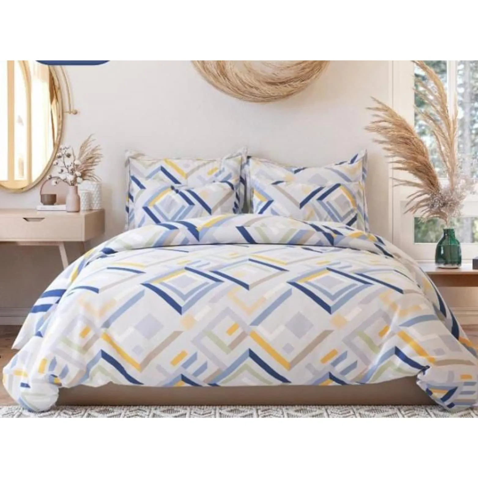 Danvira Premium Glace Cotton Elastic Fitted Bedsheets | Supersoft King Size Bedsheet with 2 Pillow Cover - 72x78x8cm (Design 11, Cotton)