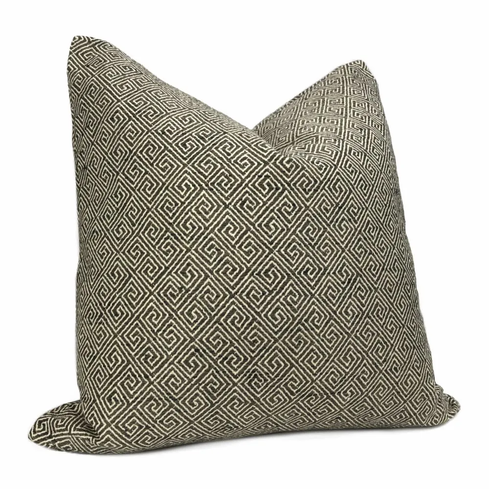 Darius Dark Brown Greek Key Pillow Cover