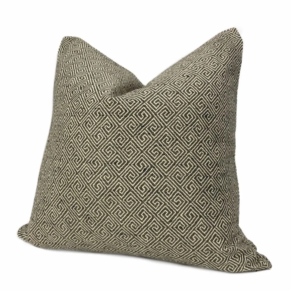 Darius Dark Brown Greek Key Pillow Cover