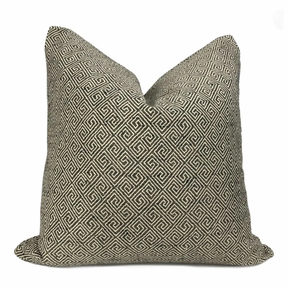 Darius Dark Brown Greek Key Pillow Cover