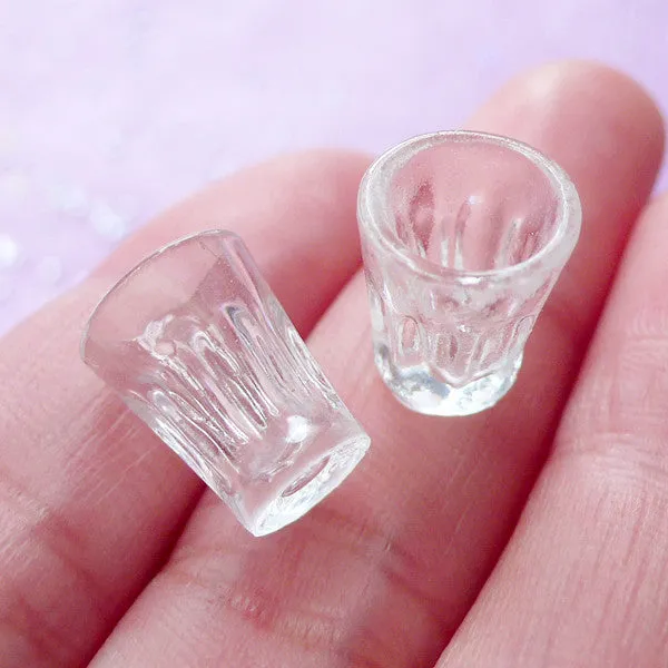 DEFECT Miniature Glass | 1:12 Scale Dollhouse Plastic Cup | Doll House Tableware (Transparent Clear / 2 pcs / 10mm x 12mm)