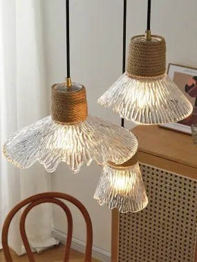 Designer  Industrial Glass Hemp Rope Pendant Lights LED E27 Individual Hanging Lamp Loft  Decor Restaurant Bar Bedside