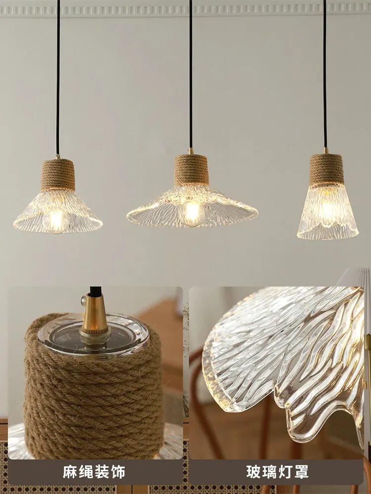 Designer  Industrial Glass Hemp Rope Pendant Lights LED E27 Individual Hanging Lamp Loft  Decor Restaurant Bar Bedside