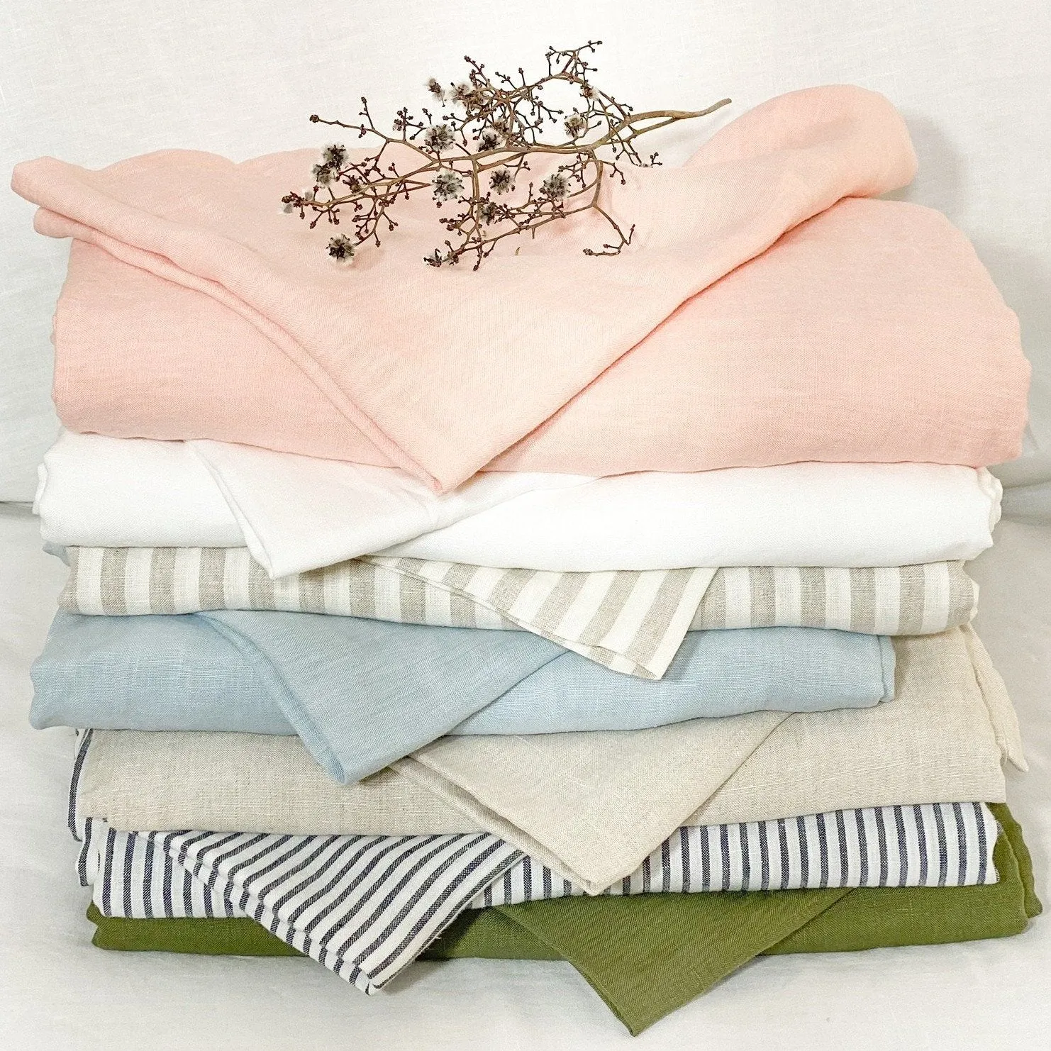 Duck Egg Blue Linen Fitted Sheet