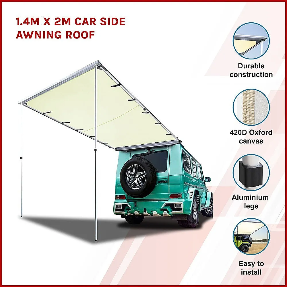 Durable 1.4m x 2m Car Side Awning, 420D Oxford Canvas