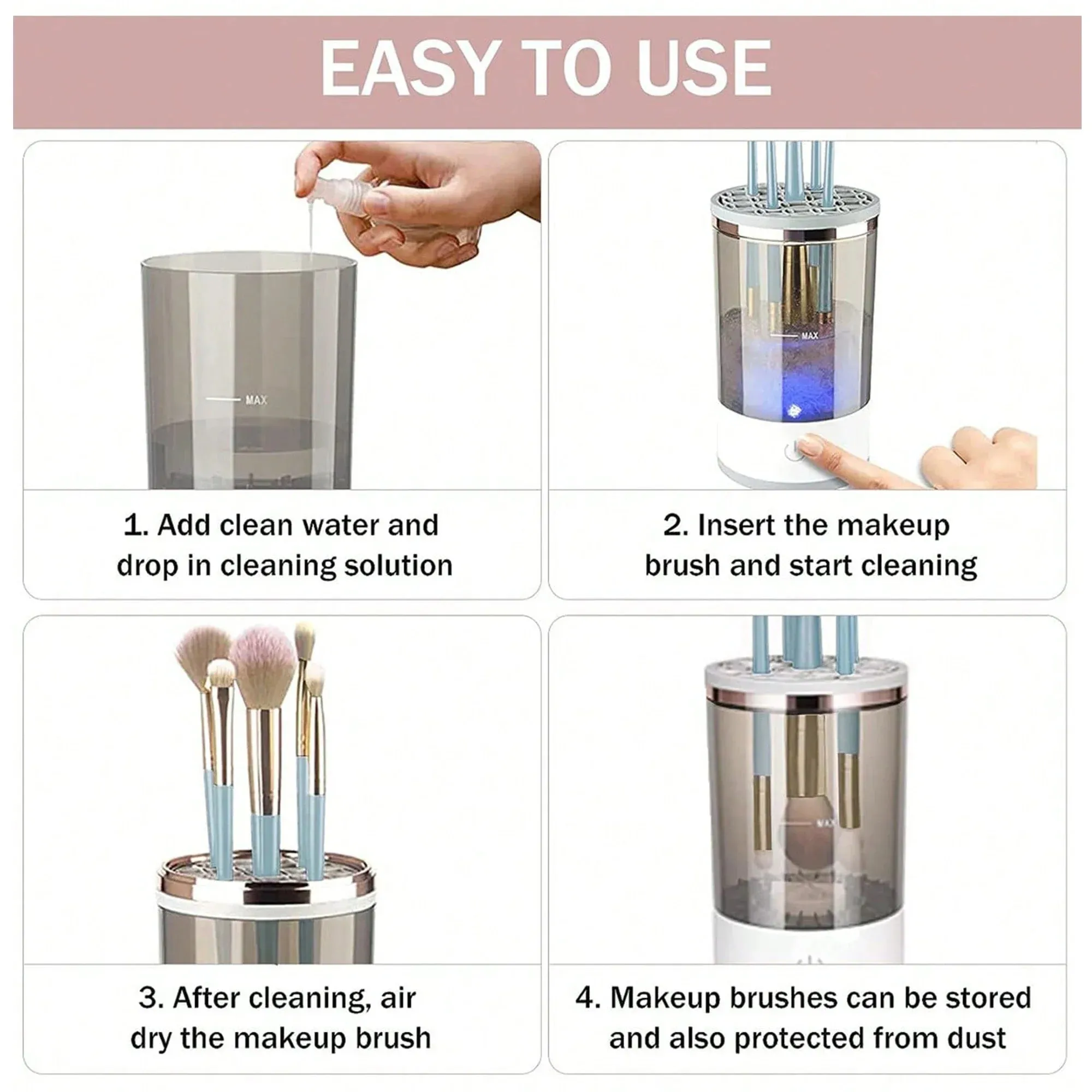 Dustproof Fast USB Automatic Makeup Cleaner