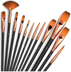 Eclet Craft Painting Brushes Set of 12 Professional Round Pointed Tip Nylon Hair Artist Acrylic Paint Brush for Acrylic/Watercolor/Oil Painting(B)