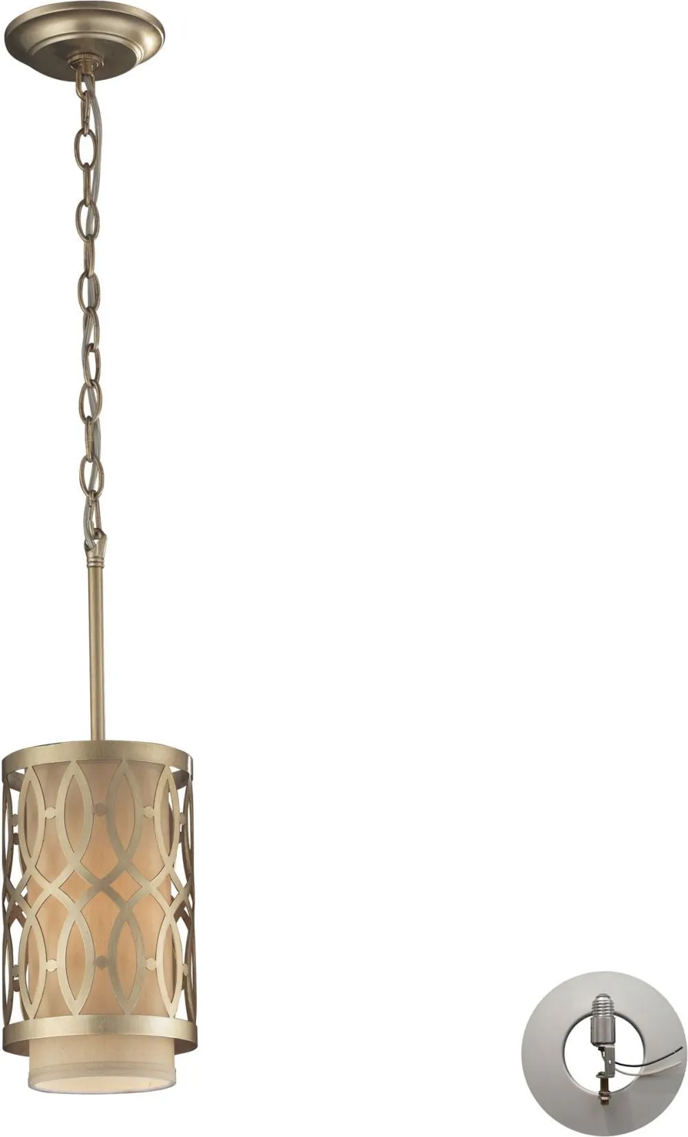 Estonia 1 Light Pendant In Aged Silver - Includes Recessed Lighting Kit