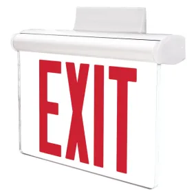 Exitronix NY900U-WB-SR-WH - NYC Edge-lit EXIT - Single and Double-faced Panels - NiCad Battery - Surface and Recessed Mount - Red Letters - White Finish - Damp Rated