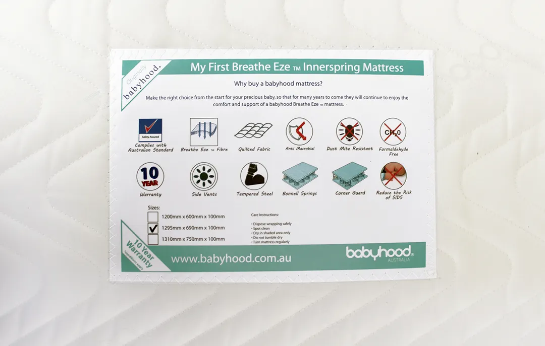 [FOC Assembly] Babyhood Fold N Go Cot Whit   Breathe Eze Tm Standard Cot Mattress 1200 x 600 [Bundle Pack] (1 yr warranty)