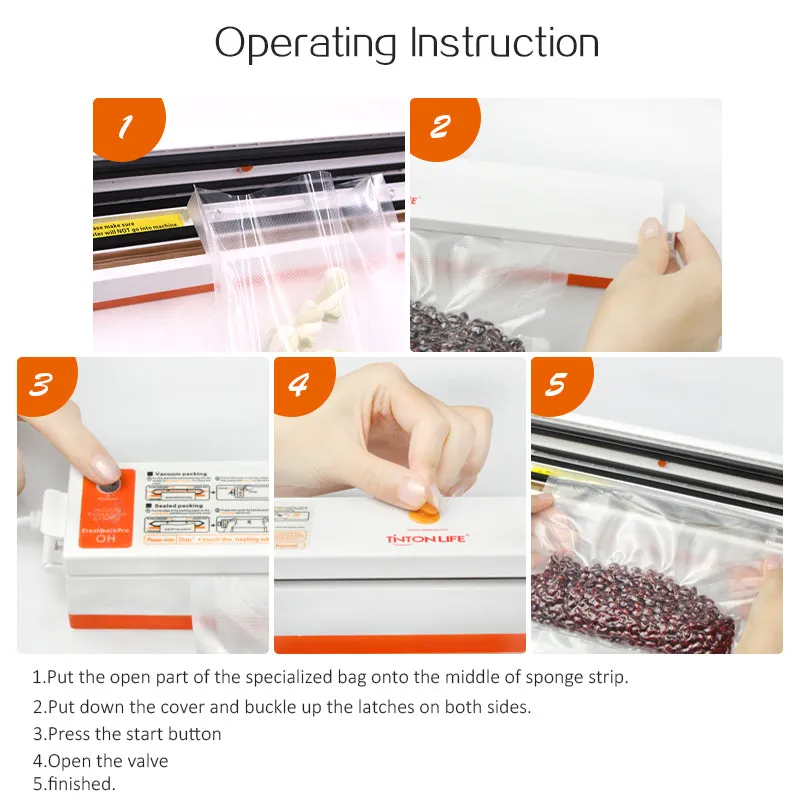 Food Vacuum Sealer Packaging Machine With 15Pcs Bags