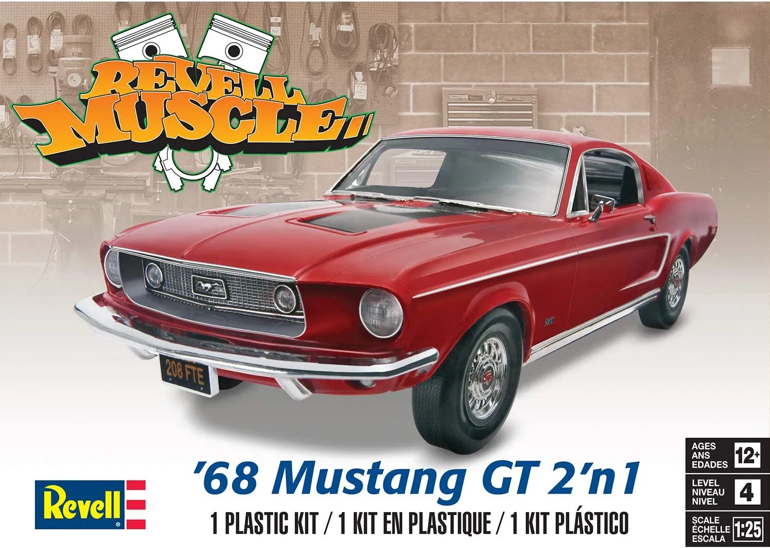 Ford 1968 Mustang GT (2 In 1) 1:25 Scale Model Kit