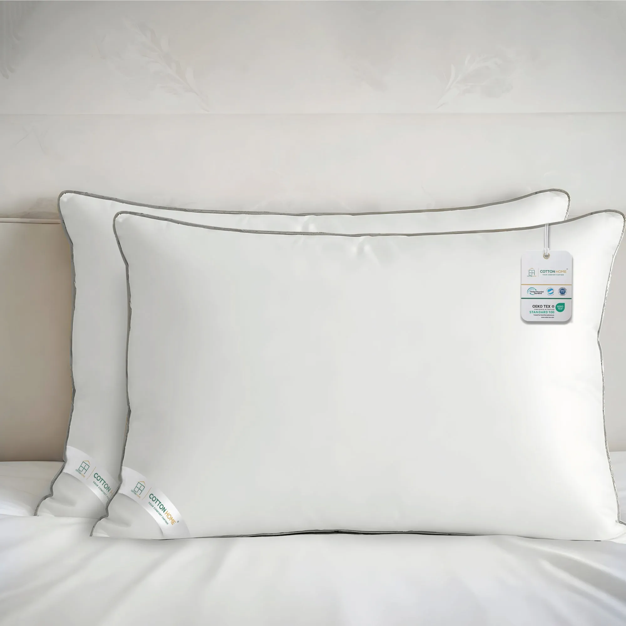 Four Seasons Delight Pillow 50X70 cm With Grey Cord Down Alternative White Pack of 2