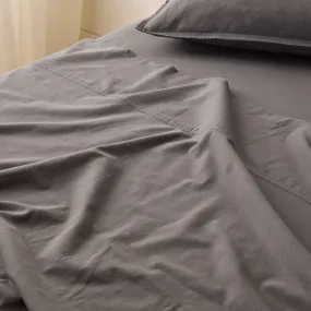 Frankie Flannelette - Charcoal Flat Sheet