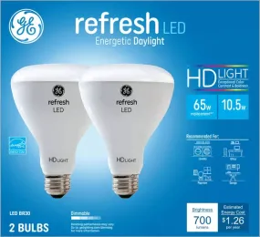 GE Lighting GE Refresh HD Daylight 65W Replacement LED Indoor Floodlight BR30 Light Bulbs (2-Pack)