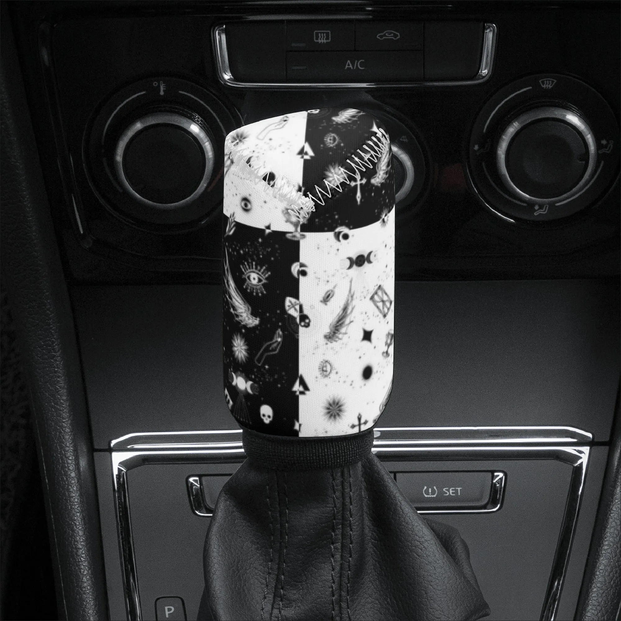 Gear Knob Cover for Cars | Manual or Automatic Transmission stick cover | Car Shifter Gear cover -Monochrome Checkered